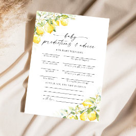 レモンシトラス赤ちゃんシャワー予測カード