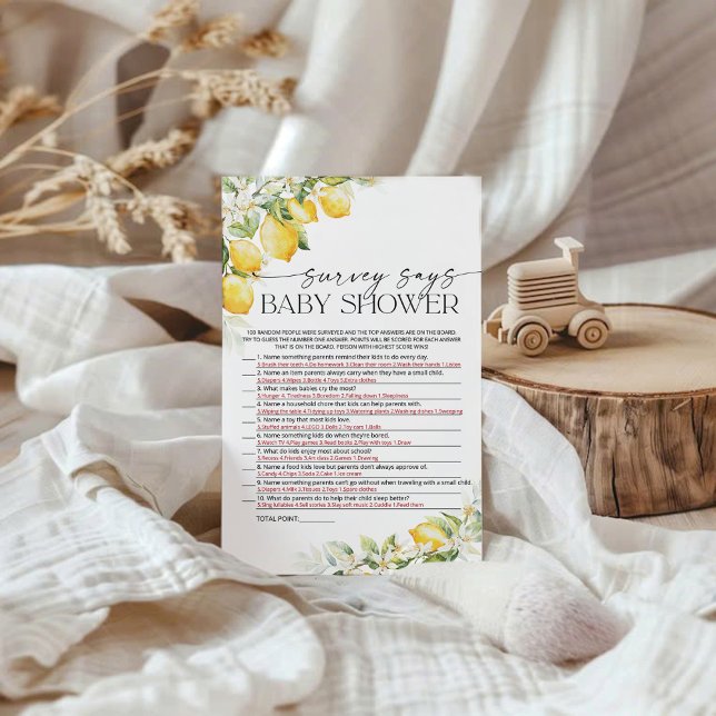 レモンシトラス赤ちゃんシャワー調査によるとゲームカード (クリエイターアップロード済み)