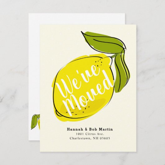 レモンシトラス黄色の動きのお知らせポストカード 案内ポストカード (正面/裏面)