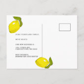 レモンシトラス黄色の動きのお知らせポストカード 案内ポストカード (裏面)