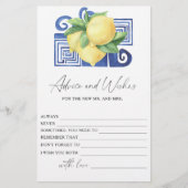 レモンシトラス – ブライダルシャワーアドバイスとウィッシュ 便箋 (正面)