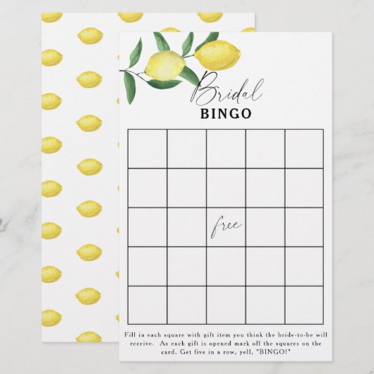レモンシトラス – ブライダルシャワービンゴゲーム (正面/裏面)