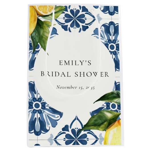 レモンシトラス ポジターノ イタリアン ブライダル シャワー ミディアムペーパーバッグ (正面)