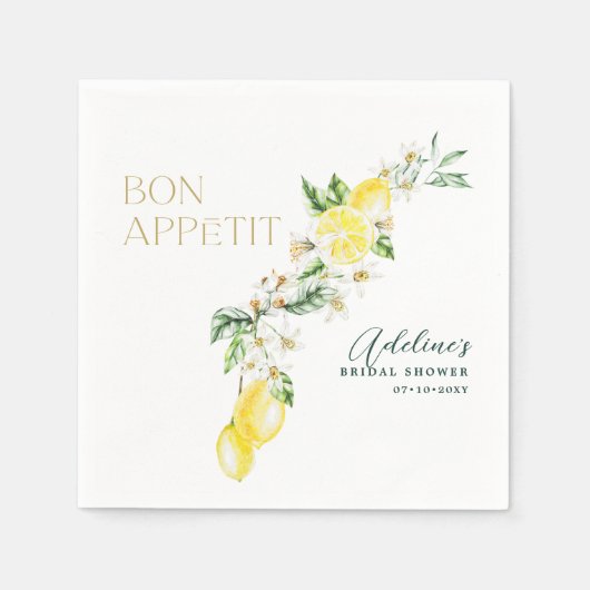 レモンシトラス メインスクイーズ ブライダルシャワー スタンダードカクテルナプキン (正面)