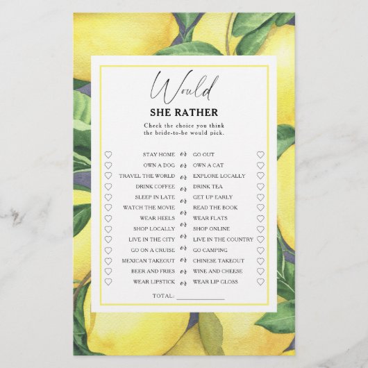 レモンシトラス – 彼女はむしろブライダルシャワーゲーム (正面)