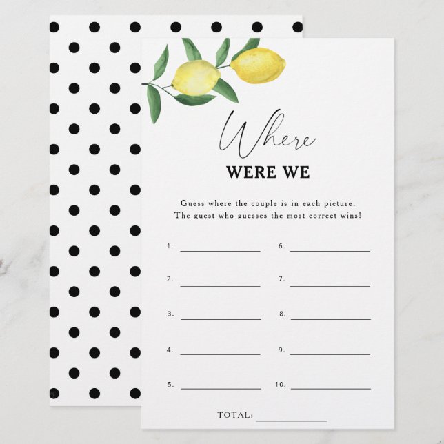 レモンシトラス – 私たちはブライダルシャワーゲーム (正面/裏面)