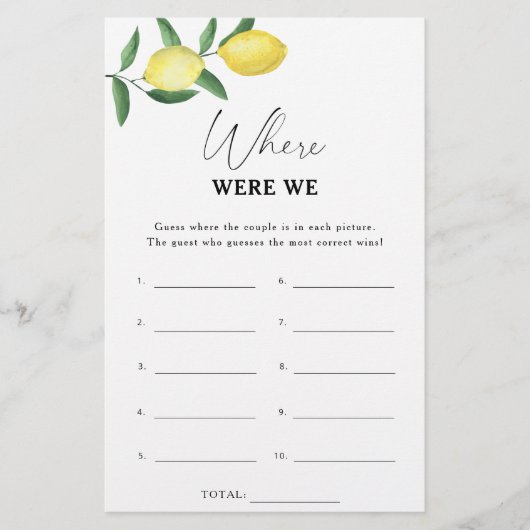 レモンシトラス – 私たちはブライダルシャワーゲーム (正面)