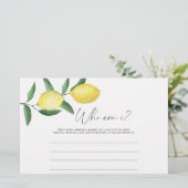 レモンシトラス – 誰が私のブライダルシャワーゲーム 便箋 (スタンド正面)