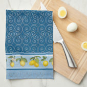 レモンシトラットリズカントリーフランスのファームハウスネイビー キッチンタオル (四つ折り)