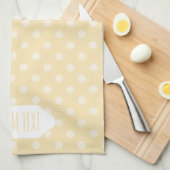 レモンシフォンの黄色い玉模様 キッチンタオル (四つ折り)