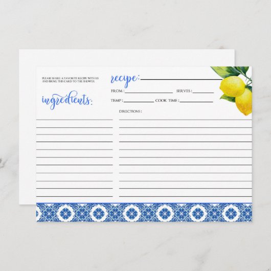 レモンシャワーレシピカード エンクロージャーカード (正面/裏面)