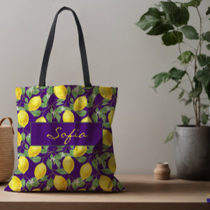 レモンシンプルの花離れ紫のトートバッグ トートバッグ