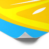 レモンシンプルイラストレーションイエローブルーモダンフルーツ ポスター (角)