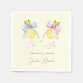 レモンジェンダーがピンクブルーボウを明らかにする スタンダードカクテルナプキン (正面)