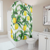 レモンジグザグ：ヴィンテージの手描きパターン。 シャワーカーテン (インサイチュ)