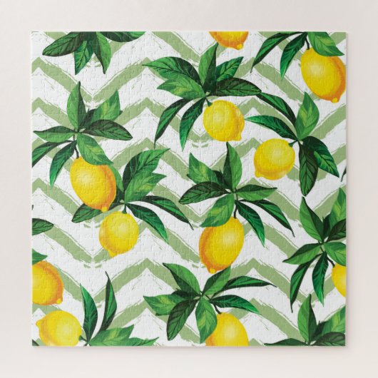 レモンジグザグ：ヴィンテージの手描きパターン。 ジグソーパズル (縦)