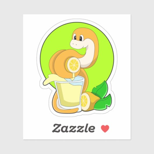 レモンジュースのグラスを持つヘビ シール (シート)