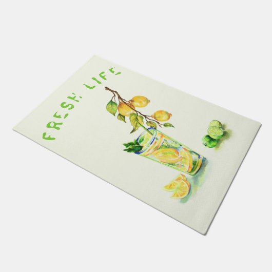 レモンジュースクールドリンクパーティーフォーマット – カスタム文字 ドアマット (アングル)