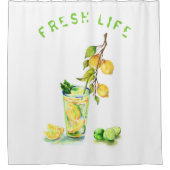 レモンジュース飲料レモネードサマーシャワーカーテン シャワーカーテン (正面)