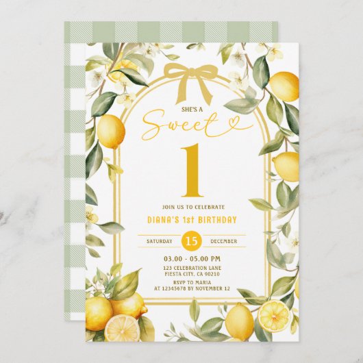 レモンスウィートワン1st誕生日パーティー 招待状 (正面/裏面)
