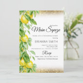レモンスクイズグリッターエレガントブライダルシャワー 招待状 (スタンド正面)