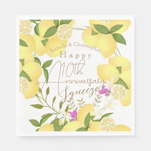 レモンスクイズホワイト スタンダードランチョンナプキン (正面)