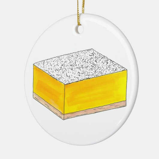 レモンスクエアバーペストリーデザートベイクセールイエロー セラミックオーナメント (左)