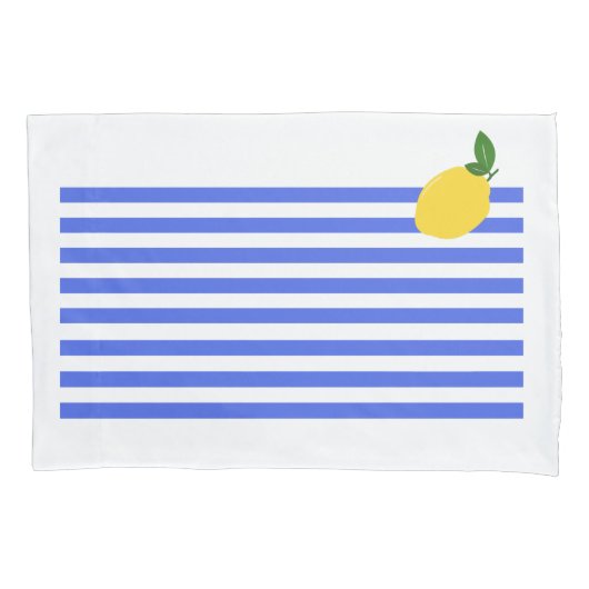 レモンストライプと独身のレモンの枕カバー、標準サイズ 枕カバー (正面)