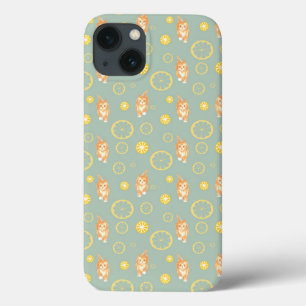 レモンスライスと猫パターン iPhone 13ケース