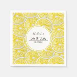 レモンスライスウォーターカラーアートパターン スタンダードカクテルナプキン