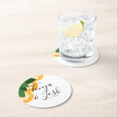 レモンスライスサザンズ結婚の緑 ラウンドペーパーコースター (インサイチュ)