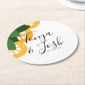 レモンスライスサザンズ結婚の緑 ラウンドペーパーコースター (アングル)