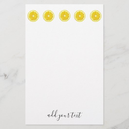 レモンスライスジオメトリックイエローフルーツ 便箋 (正面)