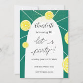 レモンスライスリッチグリーングリッター幾何学模様 招待状 (正面)