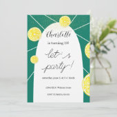 レモンスライスリッチグリーングリッター幾何学模様 招待状 (スタンド正面)