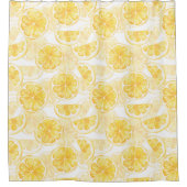 レモンスライス付き水色シームレスパターン/2 シャワーカーテン (正面)