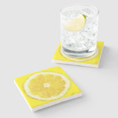 レモンスライス幾何学的デザインフルーツ ストーンコースター (横)