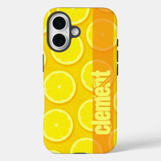 レモンスライス明るい黄色の名前iphone case Case-Mate iPhoneケース (裏面)
