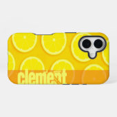 レモンスライス明るい黄色の名前iphone case iPhone 16ケース (裏面横)