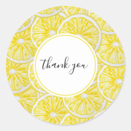 レモンスライス水彩手絵を描形 ラウンドシール