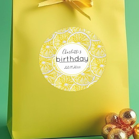 レモンスライス水彩手絵を描形 ラウンドシール