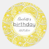 レモンスライス水彩手絵を描形 ラウンドシール (正面)