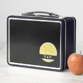 レモンスライス水色パーソナライズされた メタルランチボックス (インサイチュ)