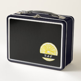 レモンスライス水色パーソナライズされた メタルランチボックス