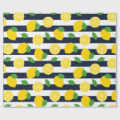 レモンズアンドネイビーブルーストライプ ラッピングペーパー (フラット)