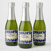 レモンズアンドネイビーブルーブライダルシャワー スパークリングワインラベル (ボトル)