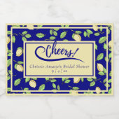 レモンズアンドネイビーブルーブライダルシャワー スパークリングワインラベル (シングルラベル)