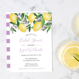 レモンズイエローアンドパープルシトラスブライダルシャワー 招待状