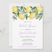 レモンズイエローアンドパープルシトラスブライダルシャワー 招待状 (正面)