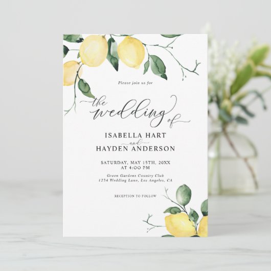 レモンズイエローサマーフルーツ庭園の結婚式 招待状 (スタンド正面)